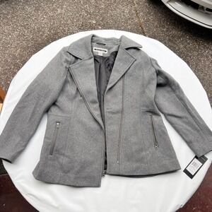 NWT Kristen Blake Jacket Women's XL Heather‎ Grey Coat Wool Asymmetrical Zip